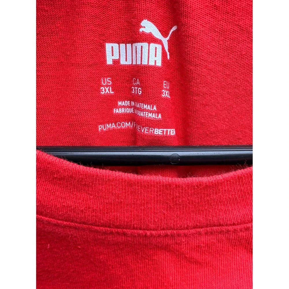 Puma Mens Graphic Logo T-Shirt Red Short Sleeve Crew Neck Size 3XL